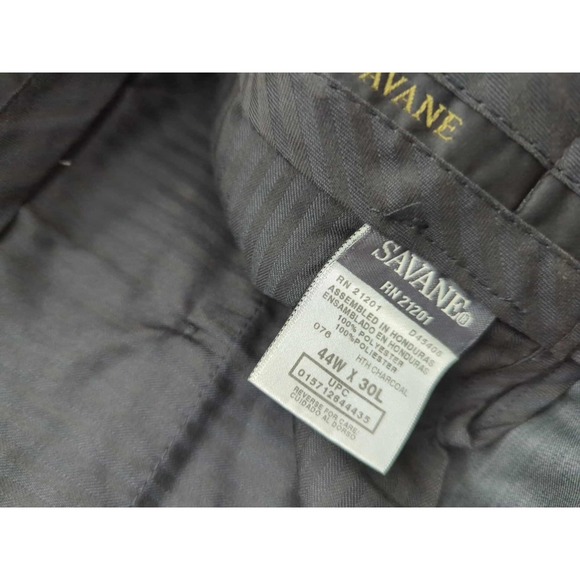 Savane Dress Pants Mens 44x30 Gray Straight Pleated Poly Dressy Casual - Picture 2 of 7